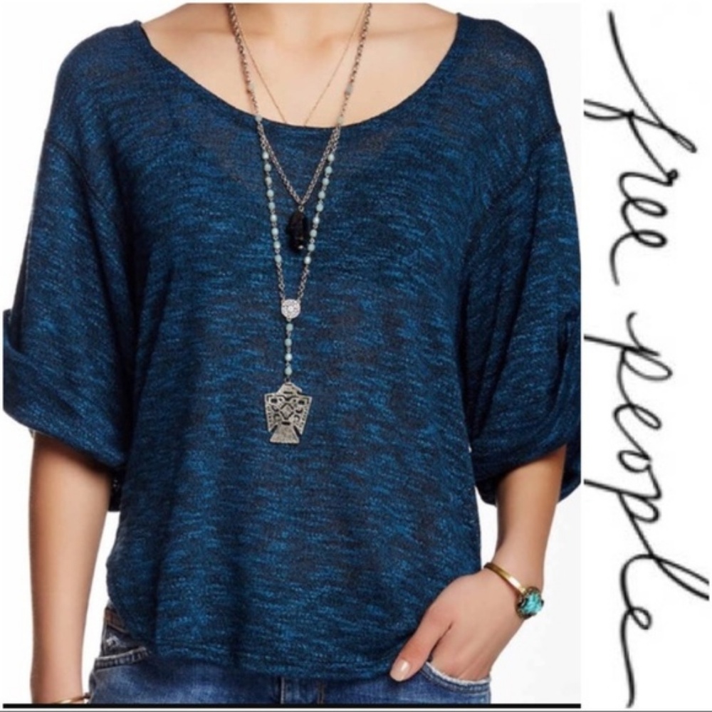 Free People Blue Oversize Top Sweater TeenWolf NWT